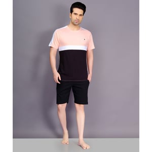 Eten Men's Night Wear Set Top & Shorts MNP-06PH, Peach Large