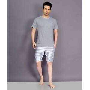 Eten Men's Night Wear Set Top & Shorts MNP-11GRY, Grey-Large