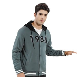 MD Hooded Jacket With Zip Grn, M