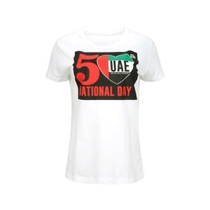 Eten Women's Souvenir T-Shirt Short Sleeve UAE White,Large