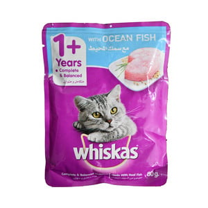 Whiskas Cat Food 1+ Year With Ocean Fish 80g 10+2