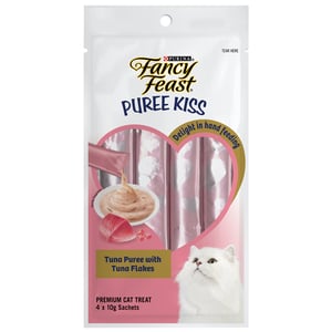 Buy Fancy Feast Puree Kiss Tuna Puree with Tuna Flakes 4 x 10 g Online at Best Price | Cat Food | Lulu Kuwait in Kuwait