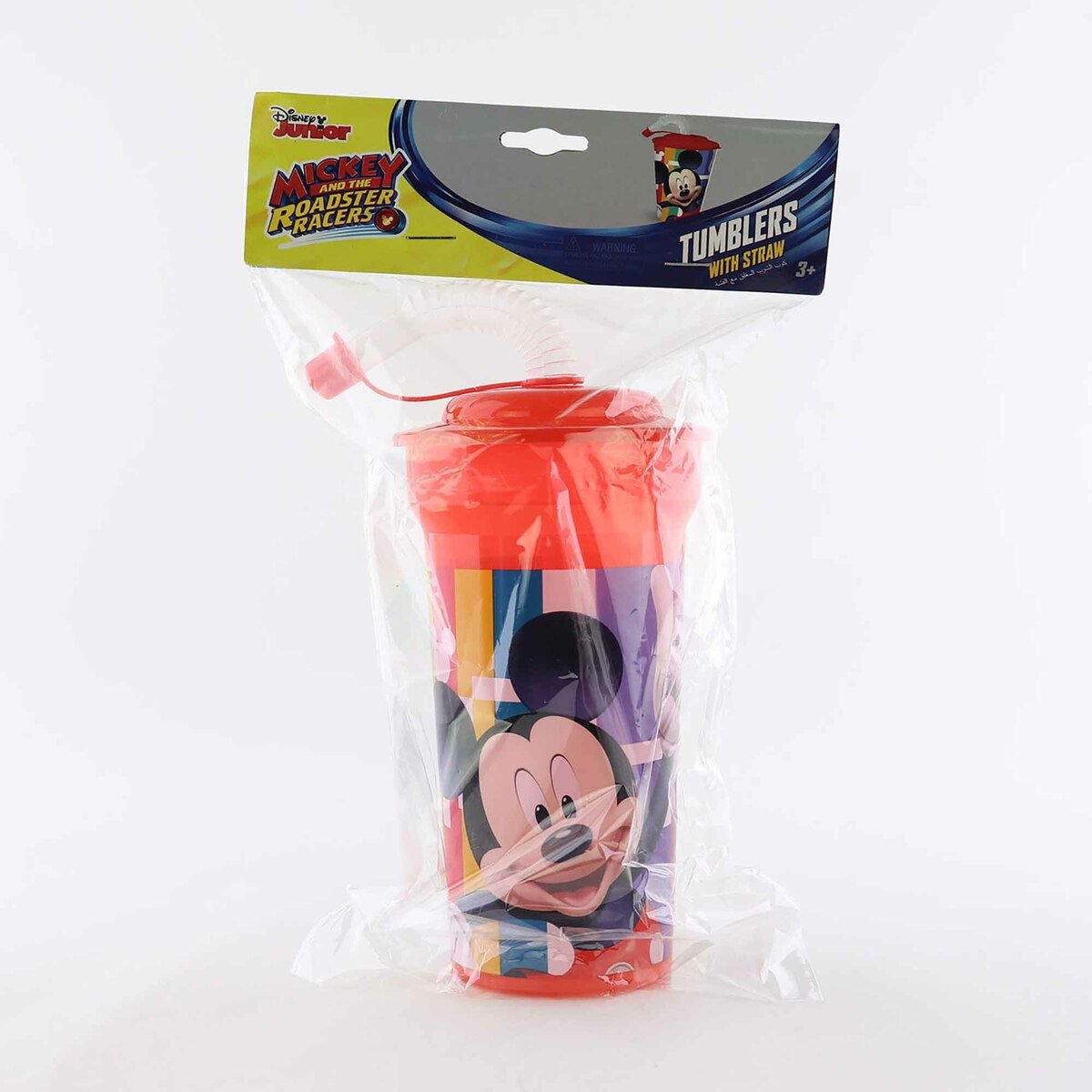 Disney Mickey Mouse Print Cup With Straw & Lid 400ml WD19446C
