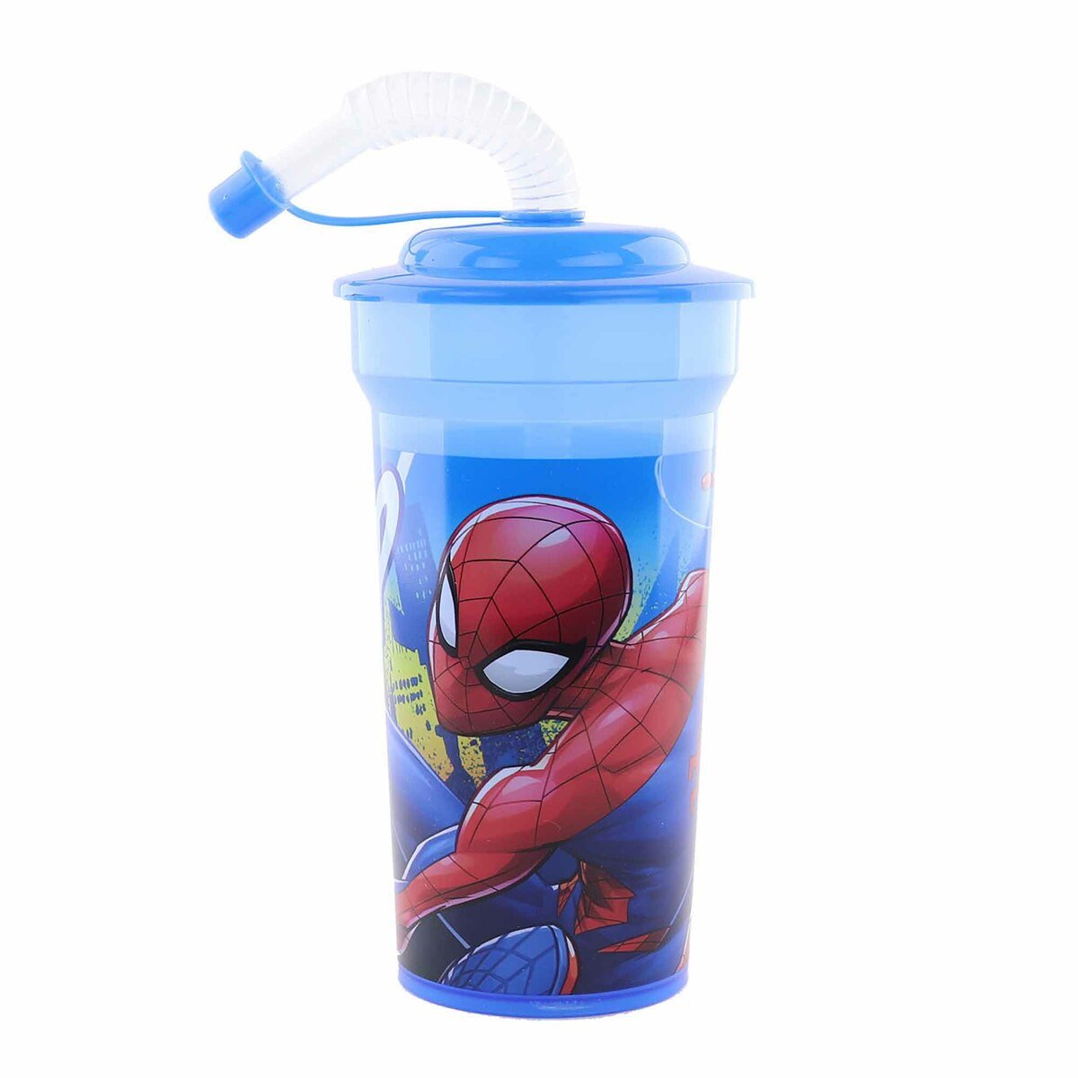 Marvel Spiderman Print Cup With Straw & Lid 400ml MV15353A