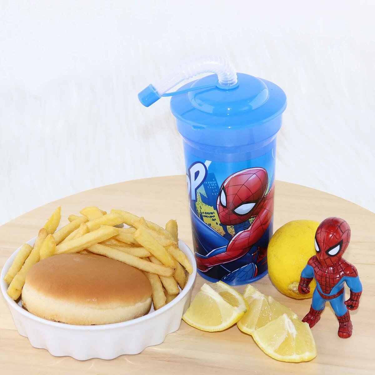 Marvel Spiderman Print Cup With Straw & Lid 400ml MV15353A