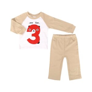 Debackers Infant Boys T.Shirt Long Sleeve + Pant 1722877 Khaki-White 6M
