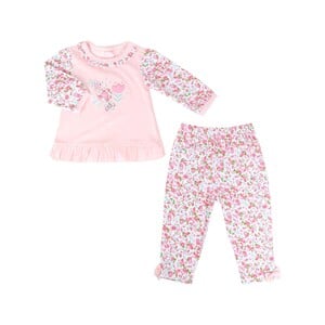 Debackers Infant Girls Top Long Sleeve Round Neck + Pant 1722872 Pink AOP 12-18M