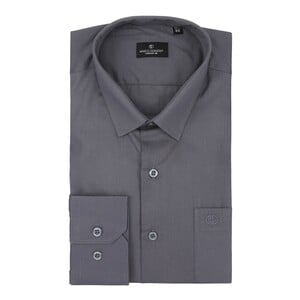 Marco Donateli Men's Solid Formal Shirt Long Sleeve-Ash, 40