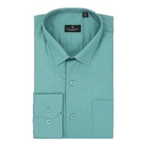 Marco Donateli Men's Solid Formal Shirt Long Sleeve-Blue Teal, 39