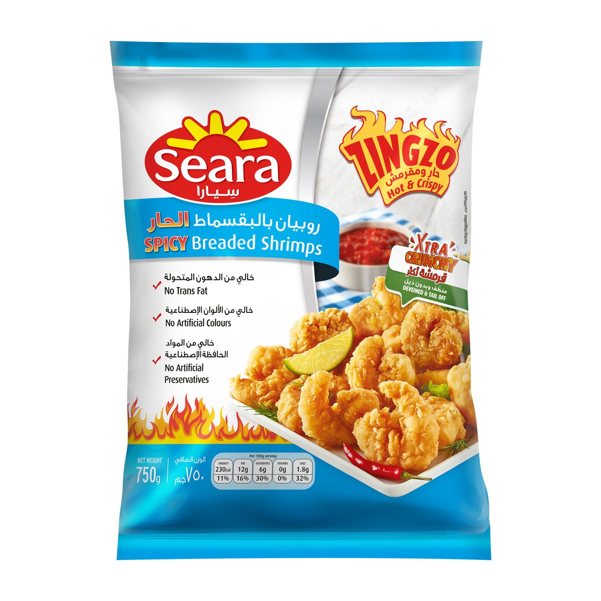 اشتري قم بشراء Seara Zingzo Hot & Crispy Breaded Shrimps 750g Online at Best Price من الموقع - من لولو هايبر ماركت Shrimps في السعودية