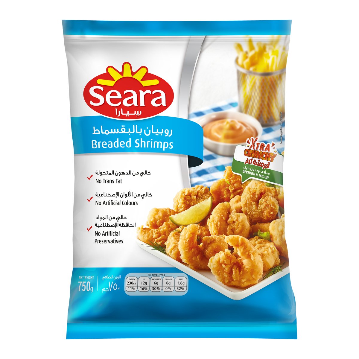اشتري قم بشراء Seara Breaded Shrimps 750g Online at Best Price من الموقع - من لولو هايبر ماركت Shrimps في الكويت