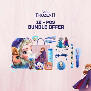 Disney Frozen 12 Pcs Bundle Pack - 2 pc hair clips, Hair Brush, Tumblers with straw, Fridget Magnet, TRHA20894
