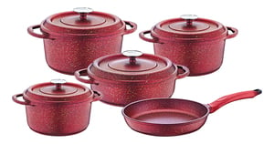 OMS Granite Cookware Set 3906 9Pcs Assorted Color
