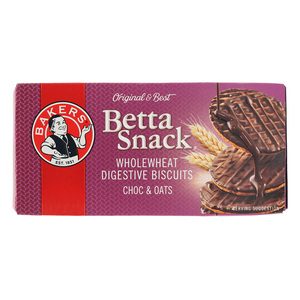اشتري قم بشراء Bakers Betta Snack Digestive Choc & Oats 200 g Online at Best Price من الموقع - من لولو هايبر ماركت Chocolate Coated في الكويت
