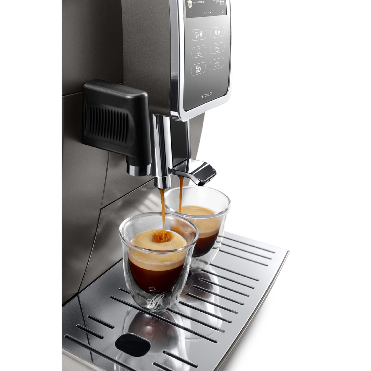  De'Longhi Dinamica Plus ECAM370.85.SB with 3,5” full touch TFT  color display, 4 soft touch buttons, size and aroma selection, milk carafe  My function, Pot function, coffee link app, silver: Home 