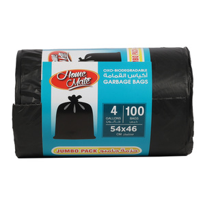 Home Mate Biodegradable Black Garbage Roll Jumbo Pack 4 Gallons Size 54 x 46cm 100pcs