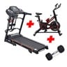 Techno Gear Treadmill TG818DS 1.5 HP + Sports Champion Spinning Bike HJ-B503 + Sports Champion Dumbbell 15Kg 1Piece A029