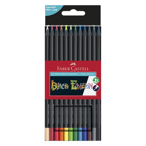 Faber-Castell Black Edition Black Wood And Supersoft Lead Colour Pencils, Pack of 12, FC116412