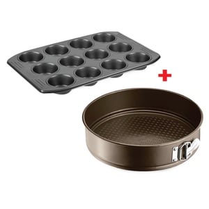 Tefal Easy Grip Gold Muffin Tray 12cup + Springform 25cm