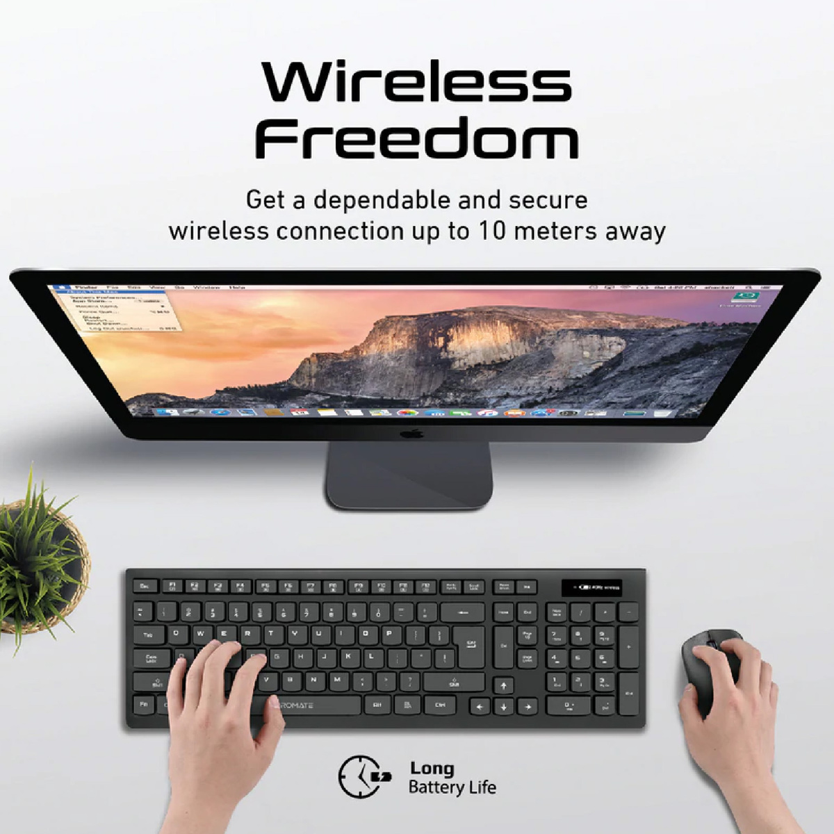 Promate Sleek Profile Full Size Wireless Keyboard & Mouse ProCombo-12