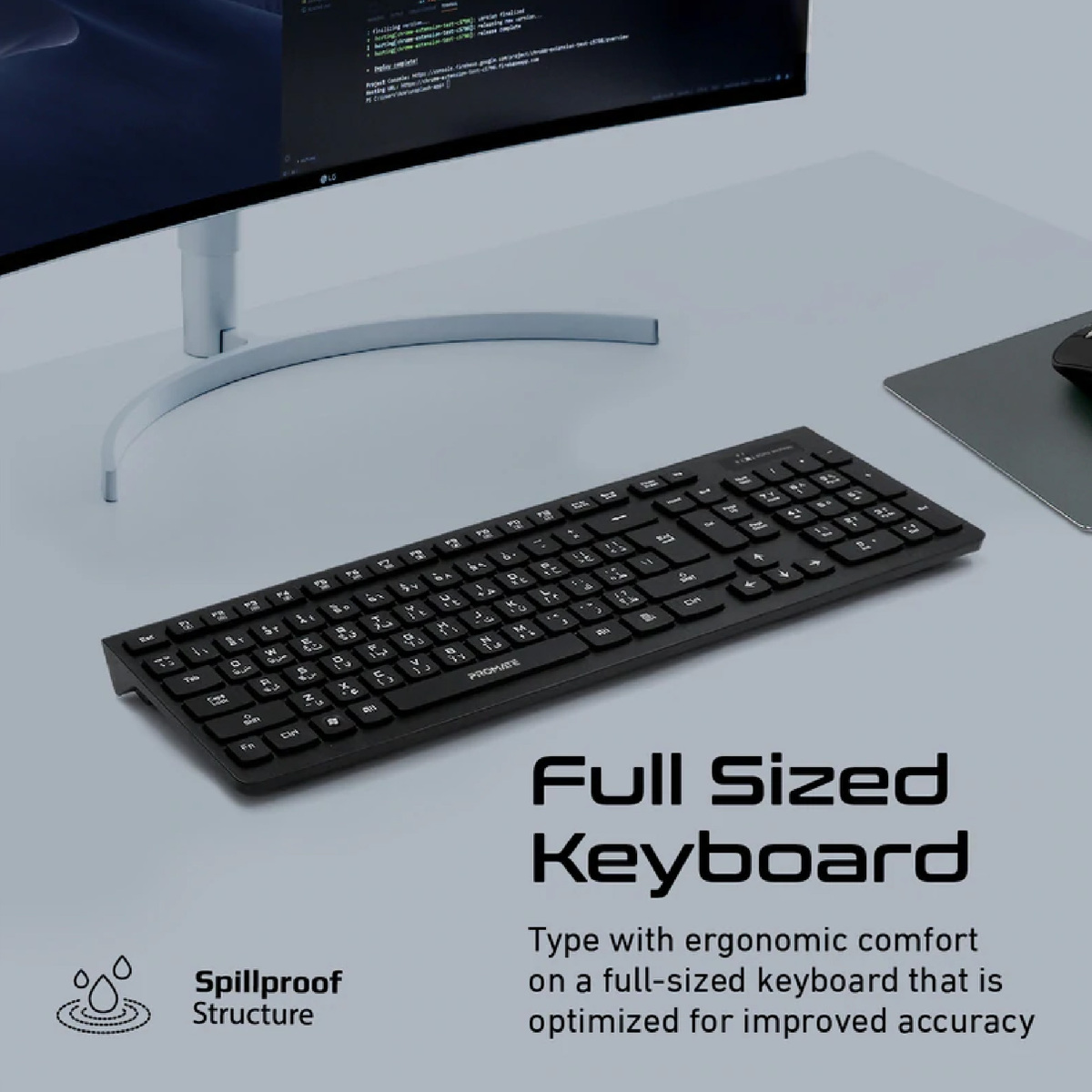 Promate Sleek Profile Full Size Wireless Keyboard & Mouse ProCombo-12