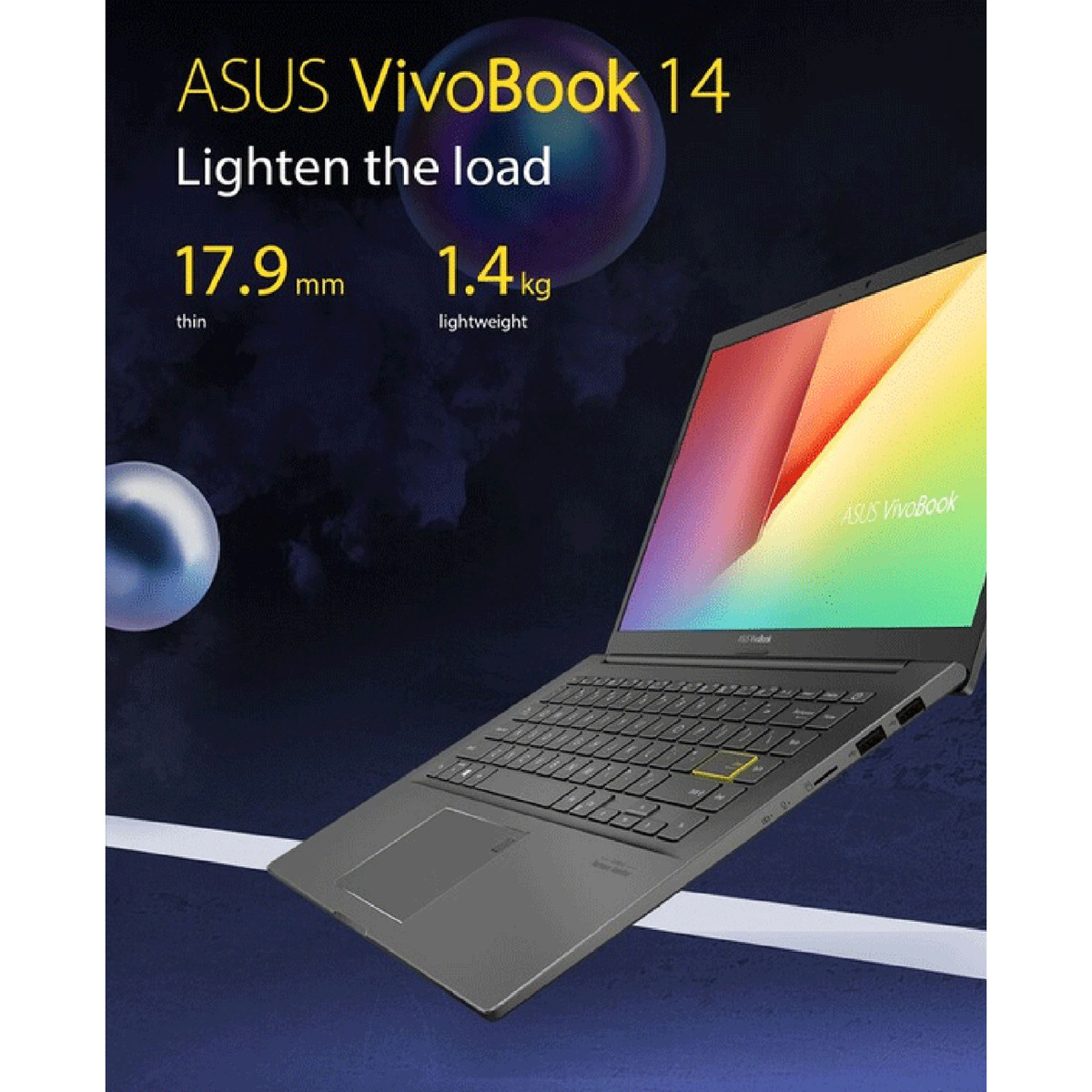 Asus VivoBook 14 K413EQ-AM348T,Intel Core i7-1165G7,16GB RAM,1TB SSD,2GB NVIDIA GeForce MX350,14-inch FHD,Windows 10,English/Arabic Keyboard