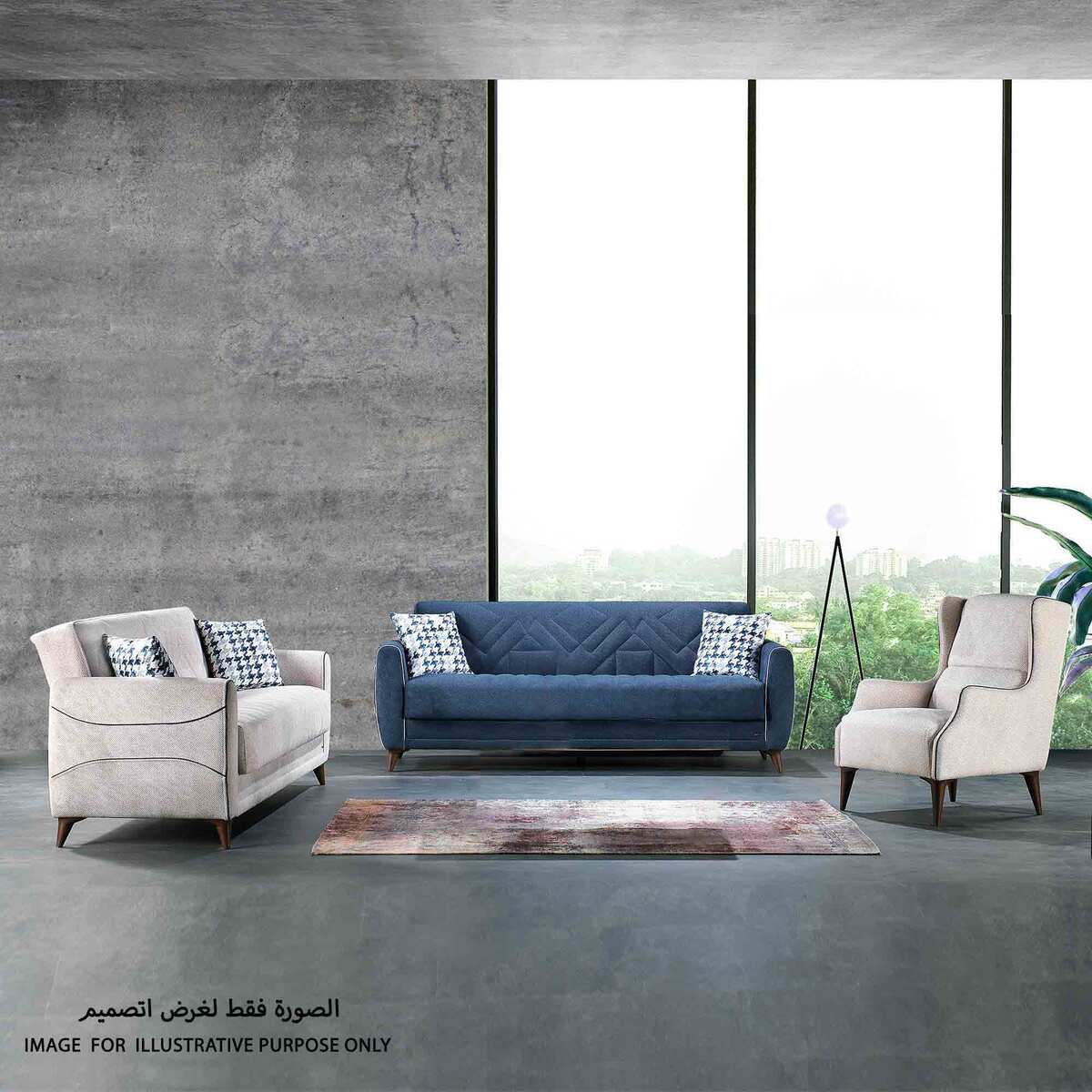 ELIS Sofa 3Pc Set-Size:1 Seater.Size:96x73x80 Cms(HxWxL),2-Seater Size:86x81x151 Cms (HxWxL),3-Seater Size:86x86x222 Cms (HxWxL)