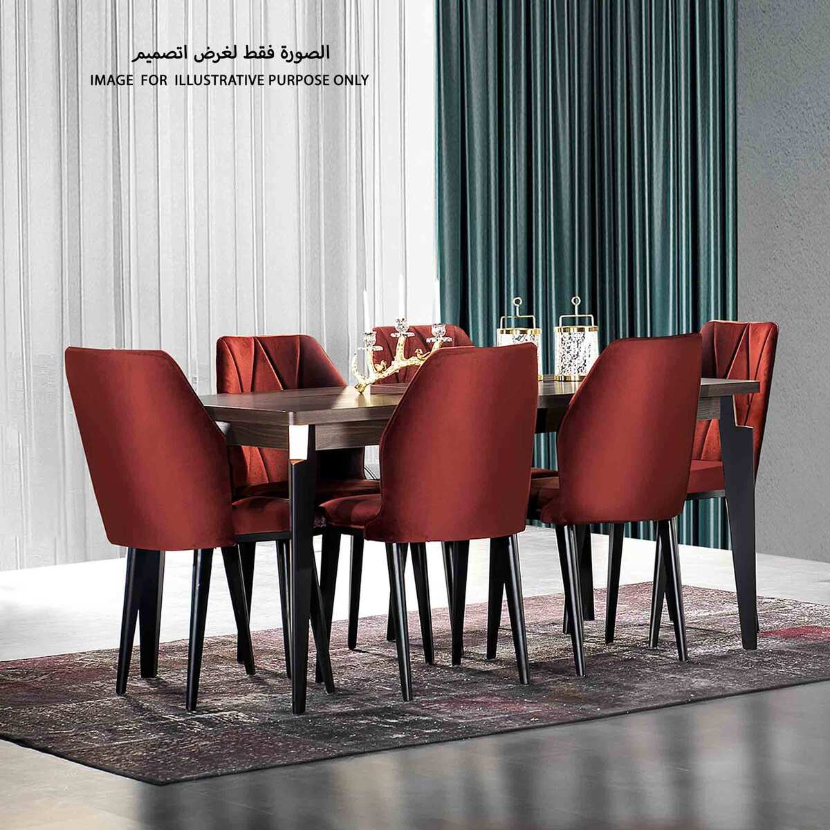 DOLCE Extendable Dining Table+6 Chair .Size Table:80x90x160-200(HxWxL).Size Chair:96x52x46(HxWxD)