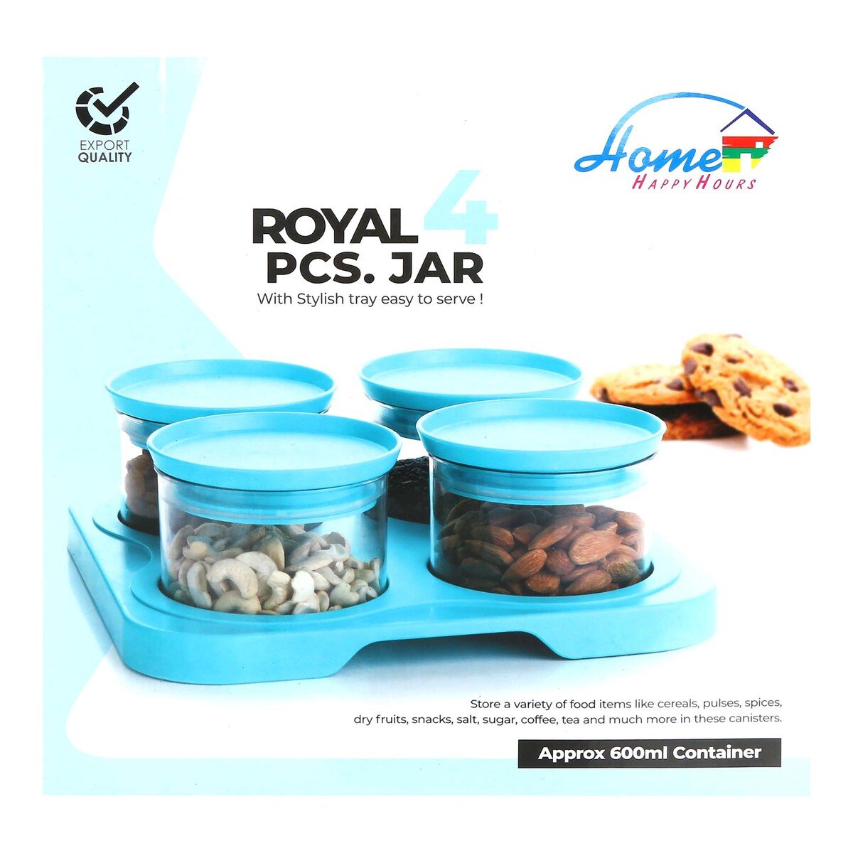 Home Royal Jar + Tray 4pcs  Approx 600ml INDJ