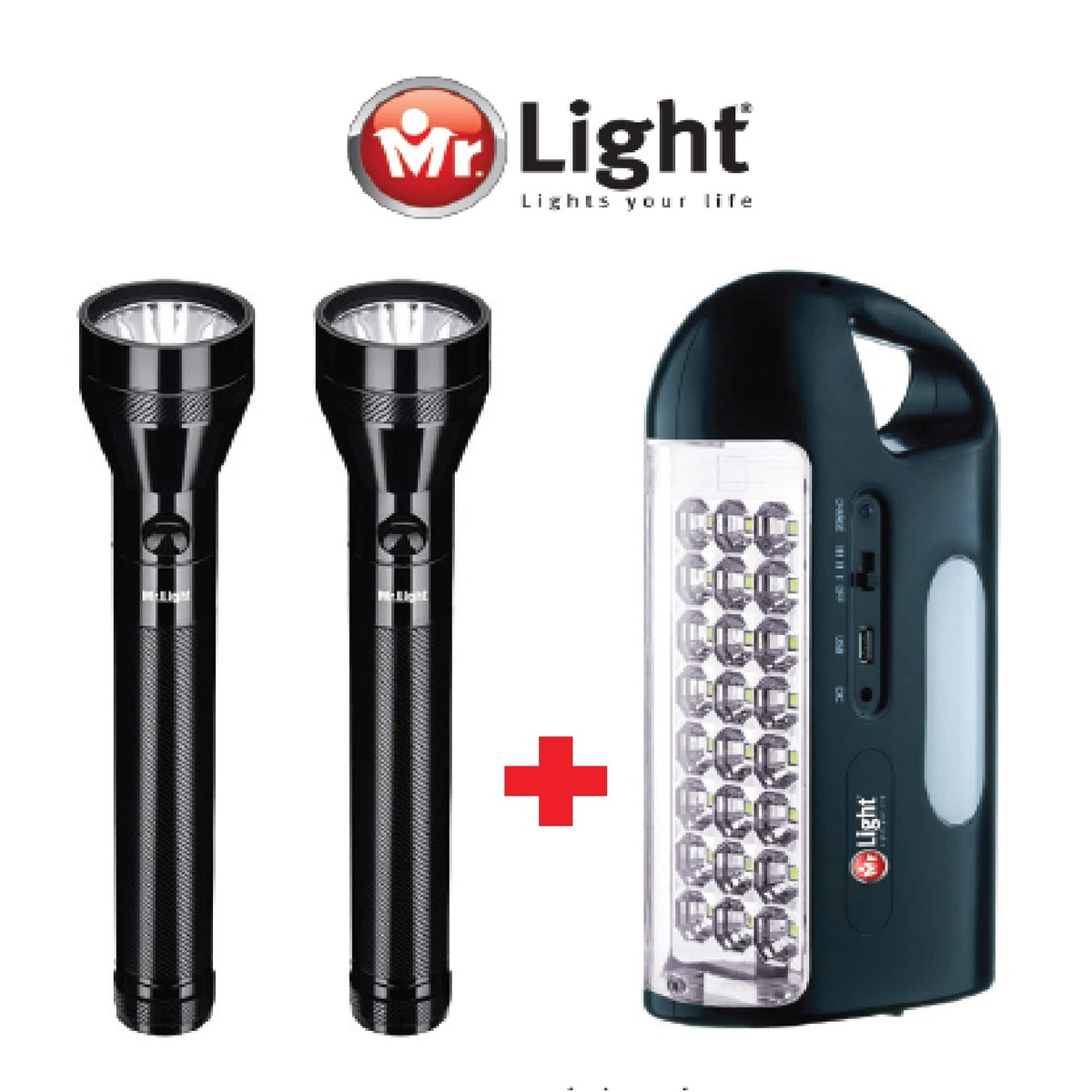 Mr.Light LED Torch MR3333 2 Pc + Emergency Light MR670