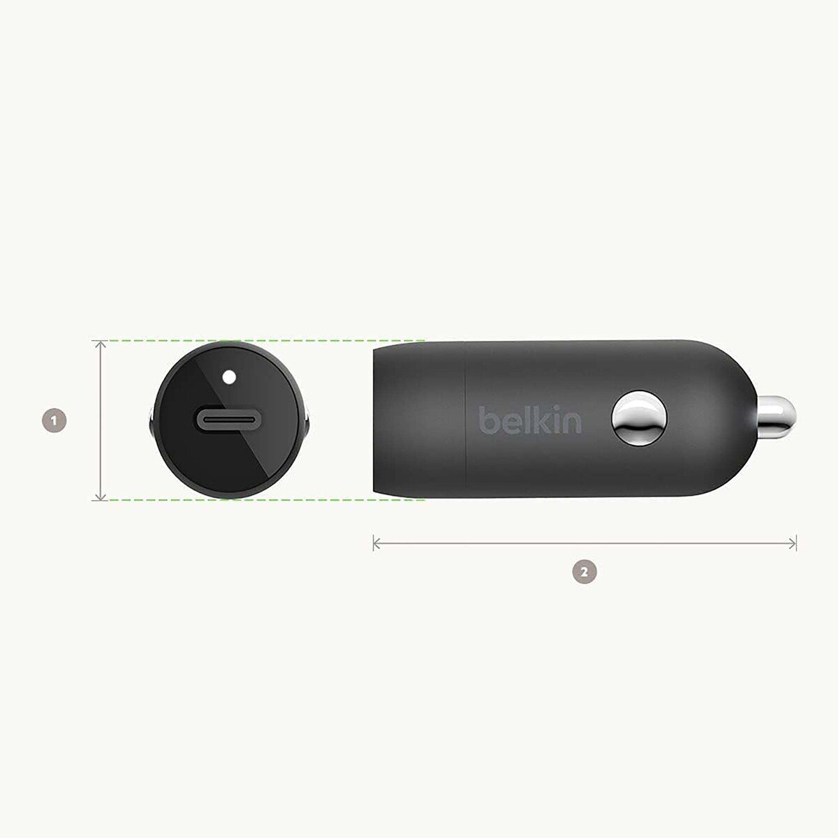 Belkin USB-C Fast Car Charger 20W-Black  (CCA003bt)