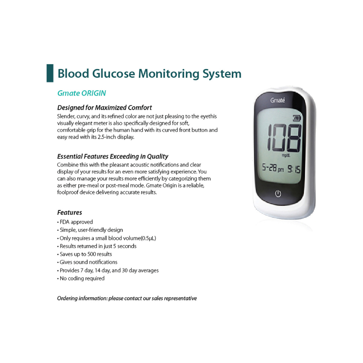 Gmate Origin Blood Glucose Meter PG310 + Strip 50s