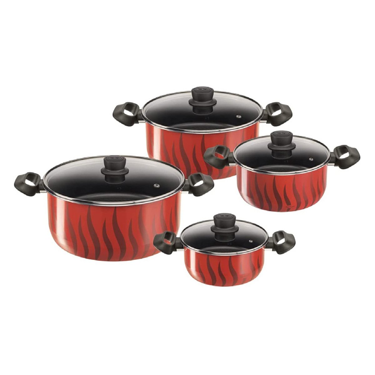 Tefal c2649202 Mottled Uncoated Steel Set of 9 Pieces for All Heat Sources  Including Induction, Aluminium, Black, 59 x 39 x 28 cm