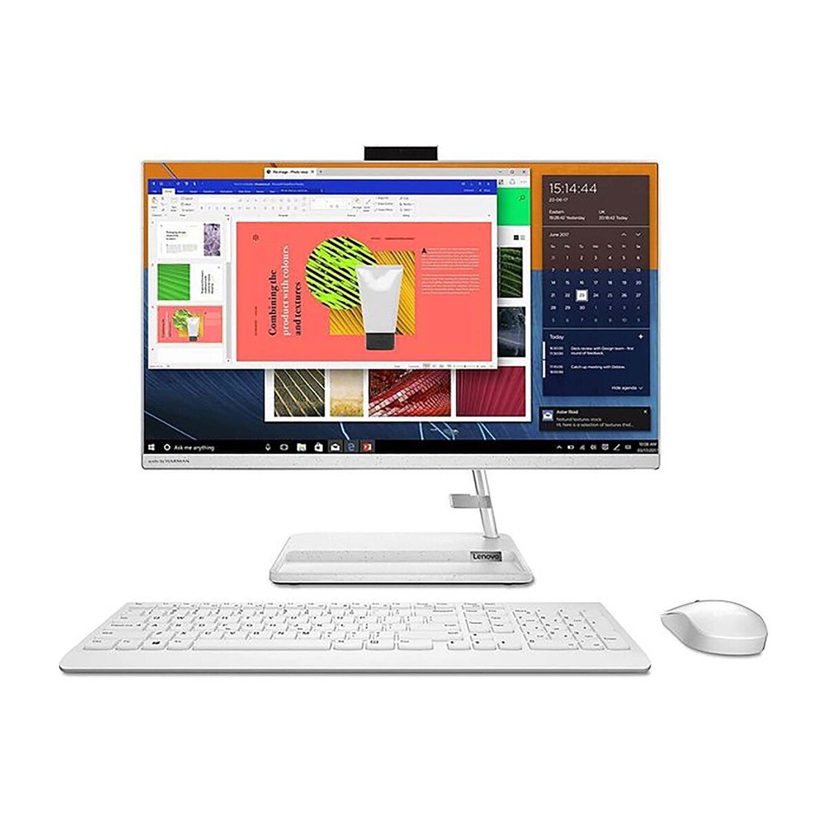 Lenovo AIO 3 F0G50042AX Desktop,Intel Core-i3-1115G4,4GB RAM,256GB SSD, 21.5"FHD,Windows 10,White,English-Arabic Keyboard