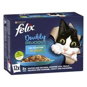 Purina Wet Cat Food Felix Doubly Delicious Fish Selection In Jelly 12 x 85 g