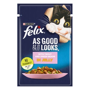 Purina Cat Food Felix As Good As It Looks With Trout And Green Bean In Jelly 85g