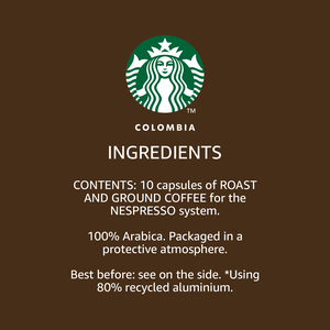 اشتري قم بشراء Starbucks Single Origin Colombia by Nespresso Coffee Capsules 10 pcs Online at Best Price من الموقع - من لولو هايبر ماركت Coffee Capsules في الكويت