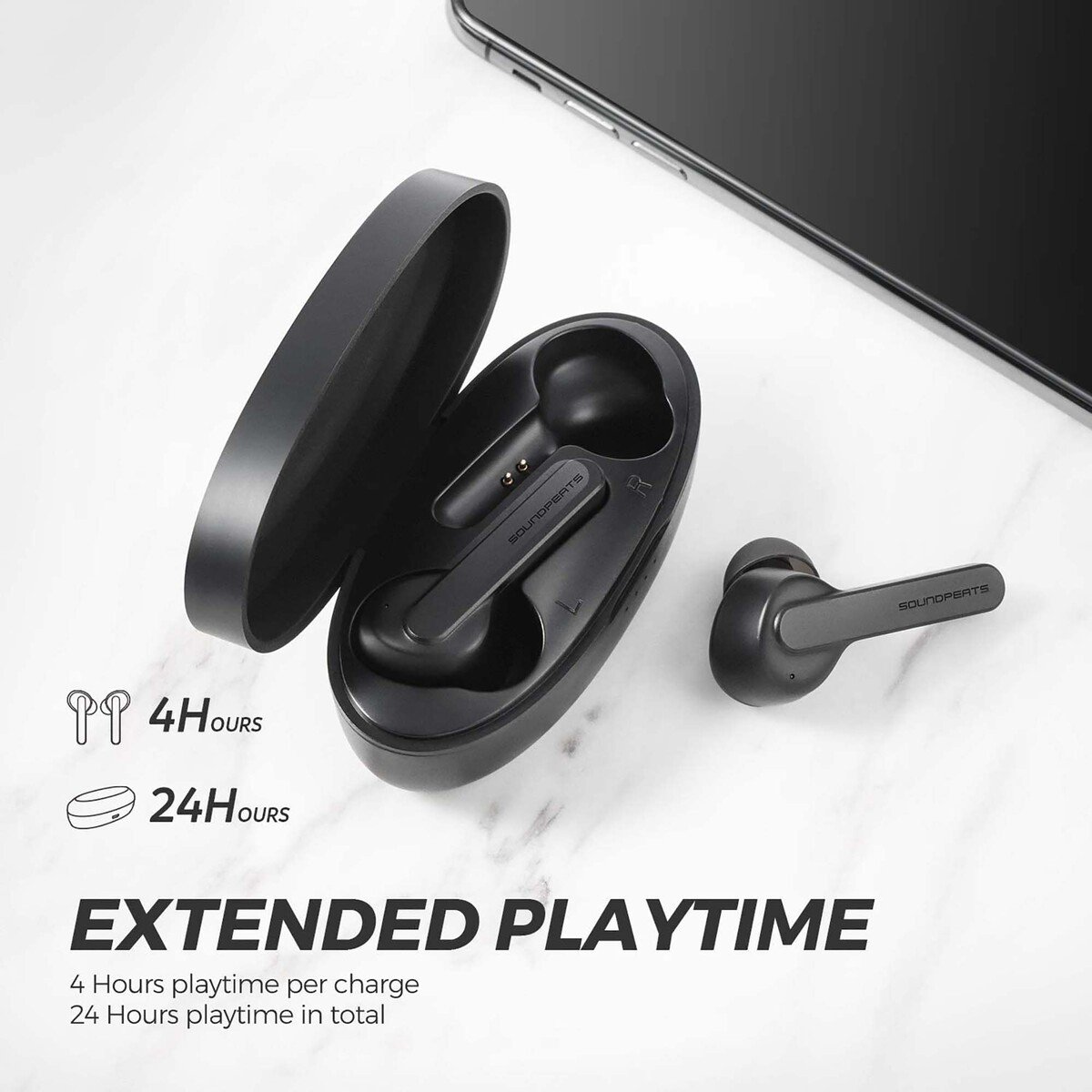 Soundpeats TrueCapsule Bluetooth Wireless Earbuds with Microphone - Black
