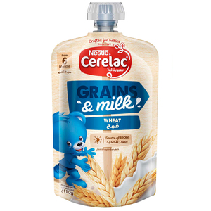 Buy Nestle Cerelac Grains & Milk Wheat From 6 Months 110 g Online at Best Price | Other Baby Foods | Lulu Kuwait in Kuwait