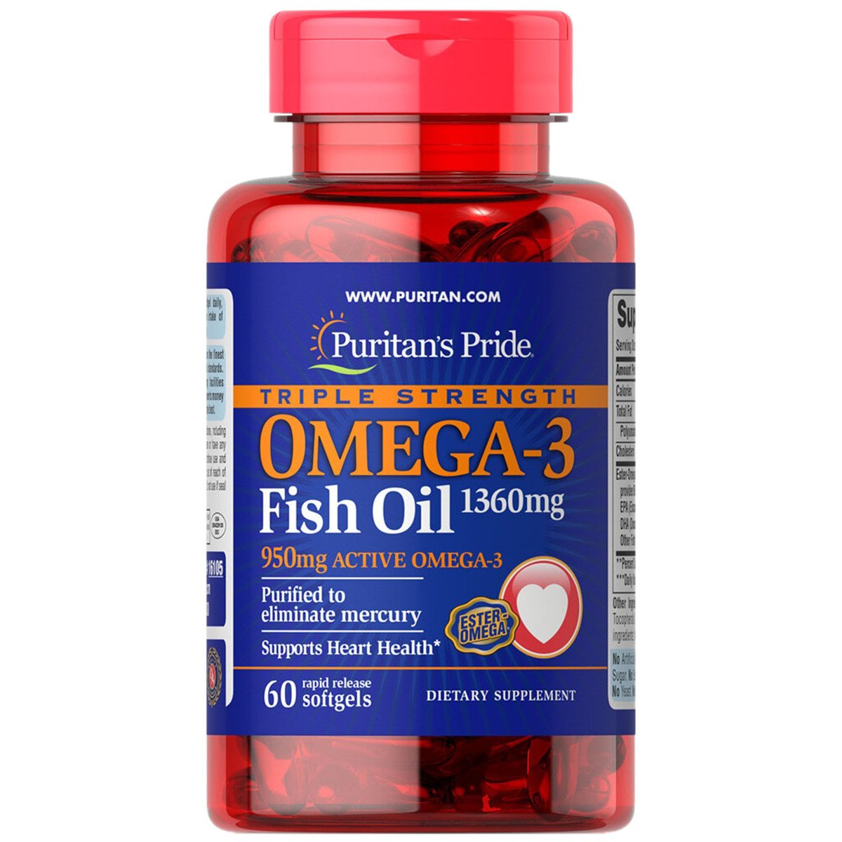 Puritan's Pride Triple Strength Omega-3 Fish Oil 1360mg 60pcs