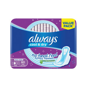 Always Cool & Dry Maxi Thick Large Sanitary Pads With Wings Value Pack 60pcs