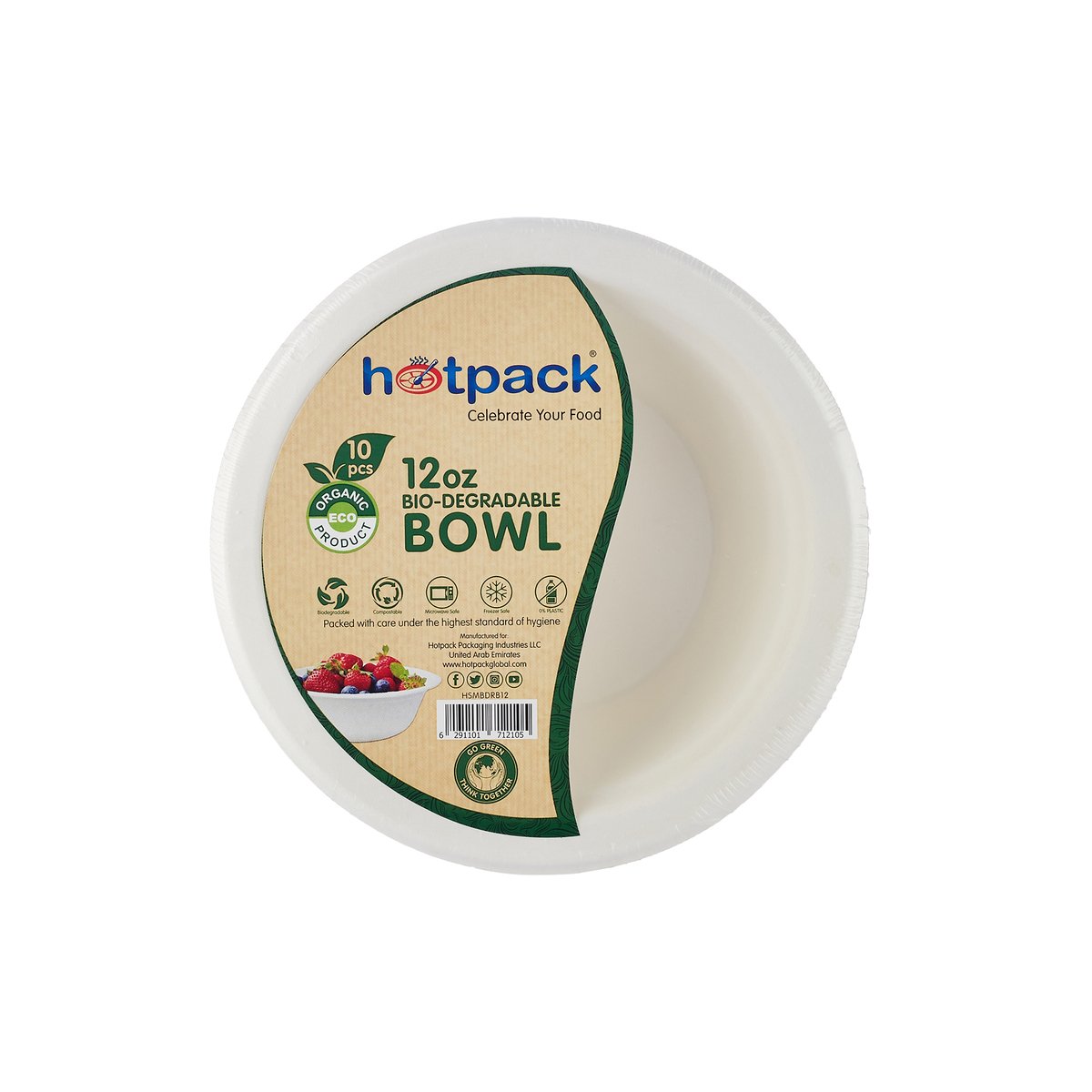 اشتري قم بشراء Hotpack Bowl Bio-Degradable Capacity 12oz 10pcs Online at Best Price من الموقع - من لولو هايبر ماركت Plates & Trays في الامارات