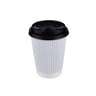 Hotpack White Ripple Paper Cup With Lids Capacity 12oz 10pcs