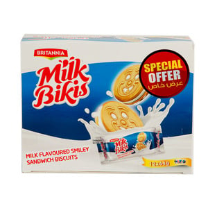 Britannia Milk Bikis Sandwich Biscuits Value Pack 12 x 44 g