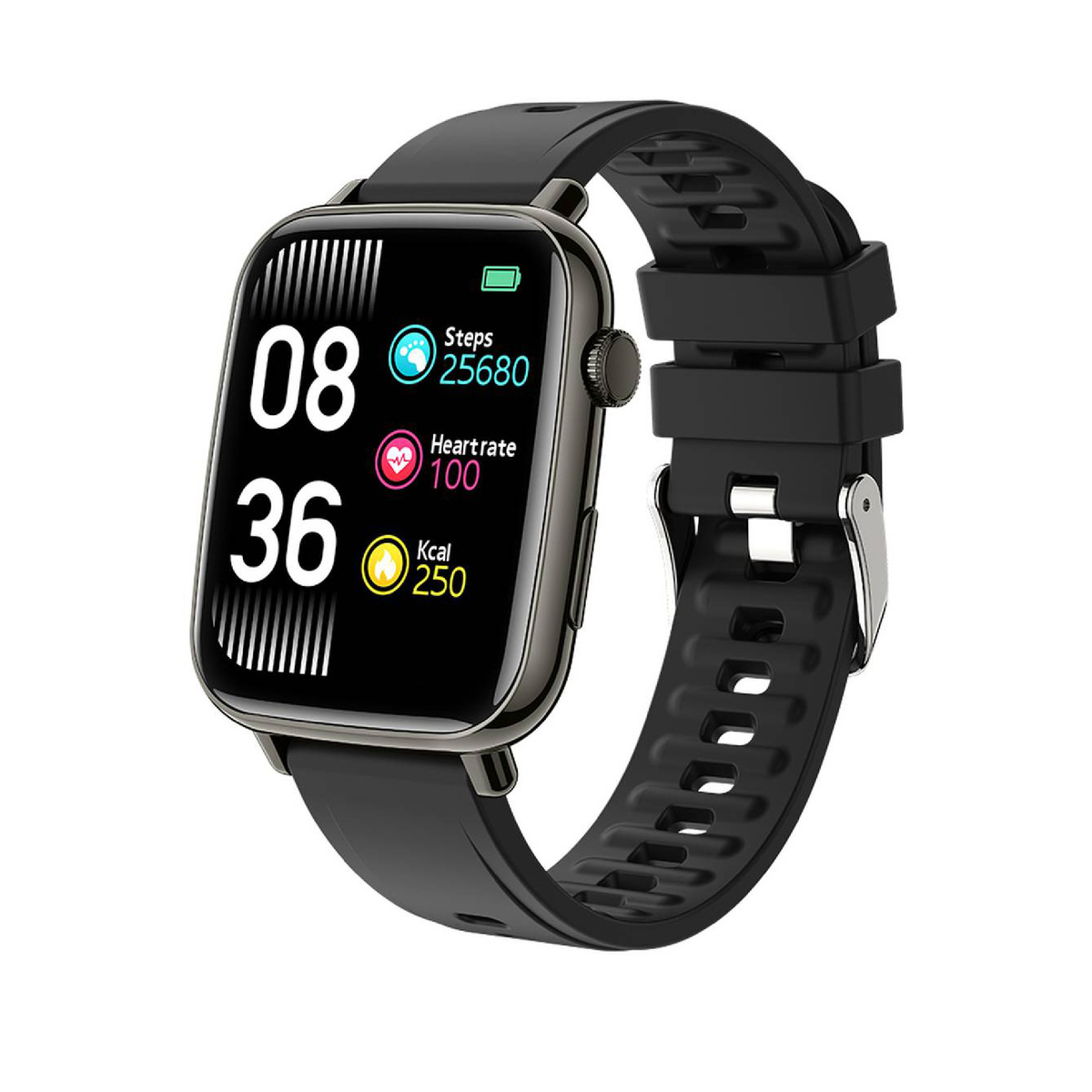 Porodo Verge Smart Watch Fitness & Health Tracking with Calls,Socials Notifications, 1.69" HD Touch Screen, Multi-Sport Modes, Sleep & Heart Rate Monitoring, IP67 Waterproof Features, 7-Days Working Time Compatible for iOS,Android App - Black