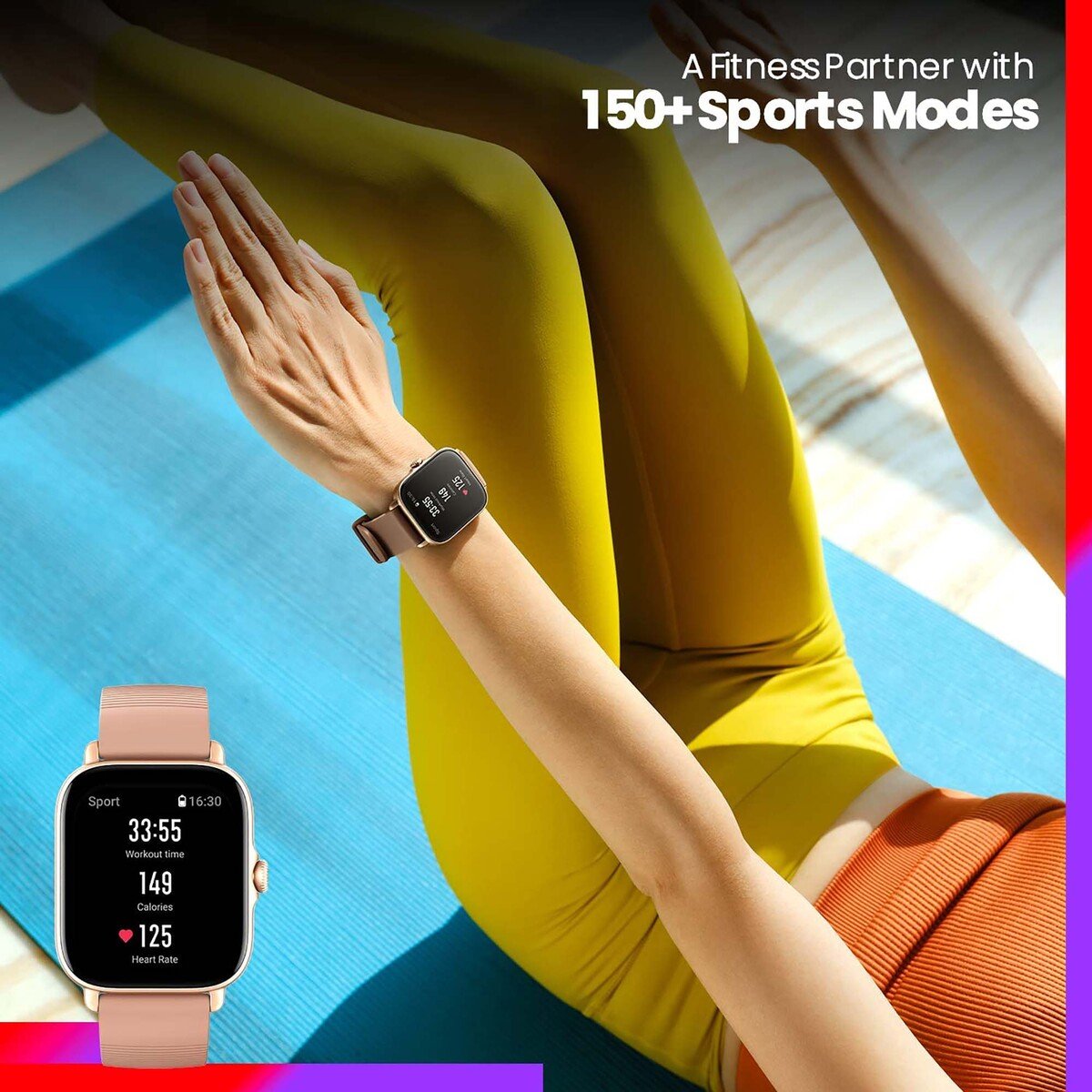Amazfit GTS 3 Smart Watch, Alexa Built-in, Health & Fitness Tracker with GPS, 150 Sports Modes, 1.75”AMOLED Display, 12-Day Battery Life, Blood Oxygen Heart Rate Tracking, Terra Rosa
