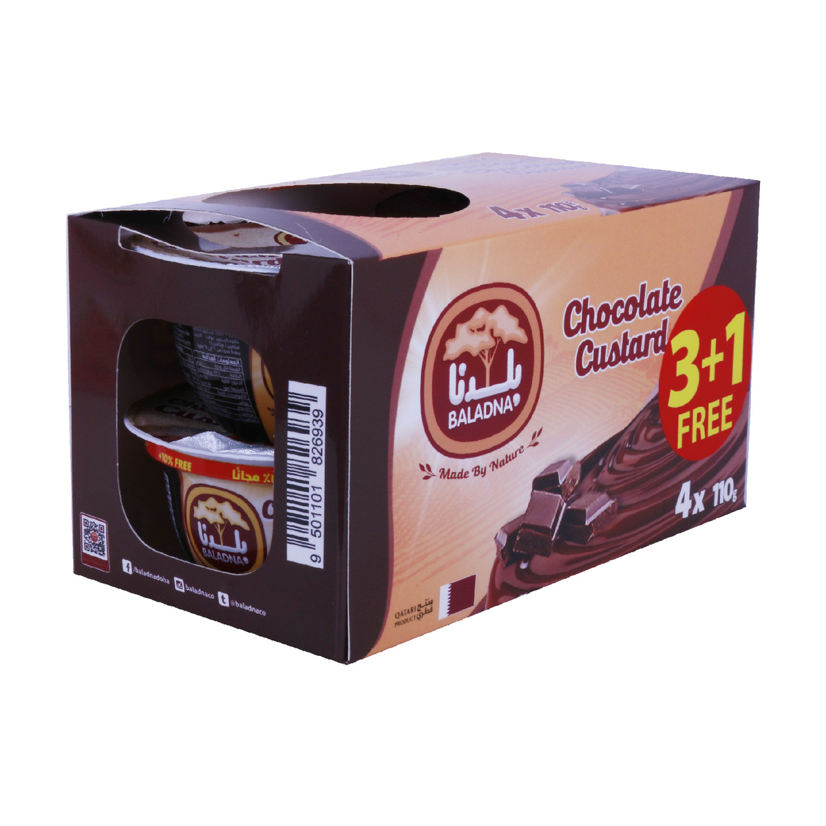 Baladna Custard Chocolate 4 x  110g