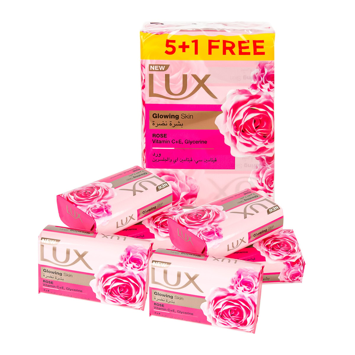 Buy Lux Soap Glowing Skin Rose 120 g 5+1 Online at Best Price | Bath Soaps | Lulu UAE in UAE