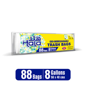 Hala Trash Bags Oxo Biodegradable 8 Gallons Size 56 x 48cms 88pcs