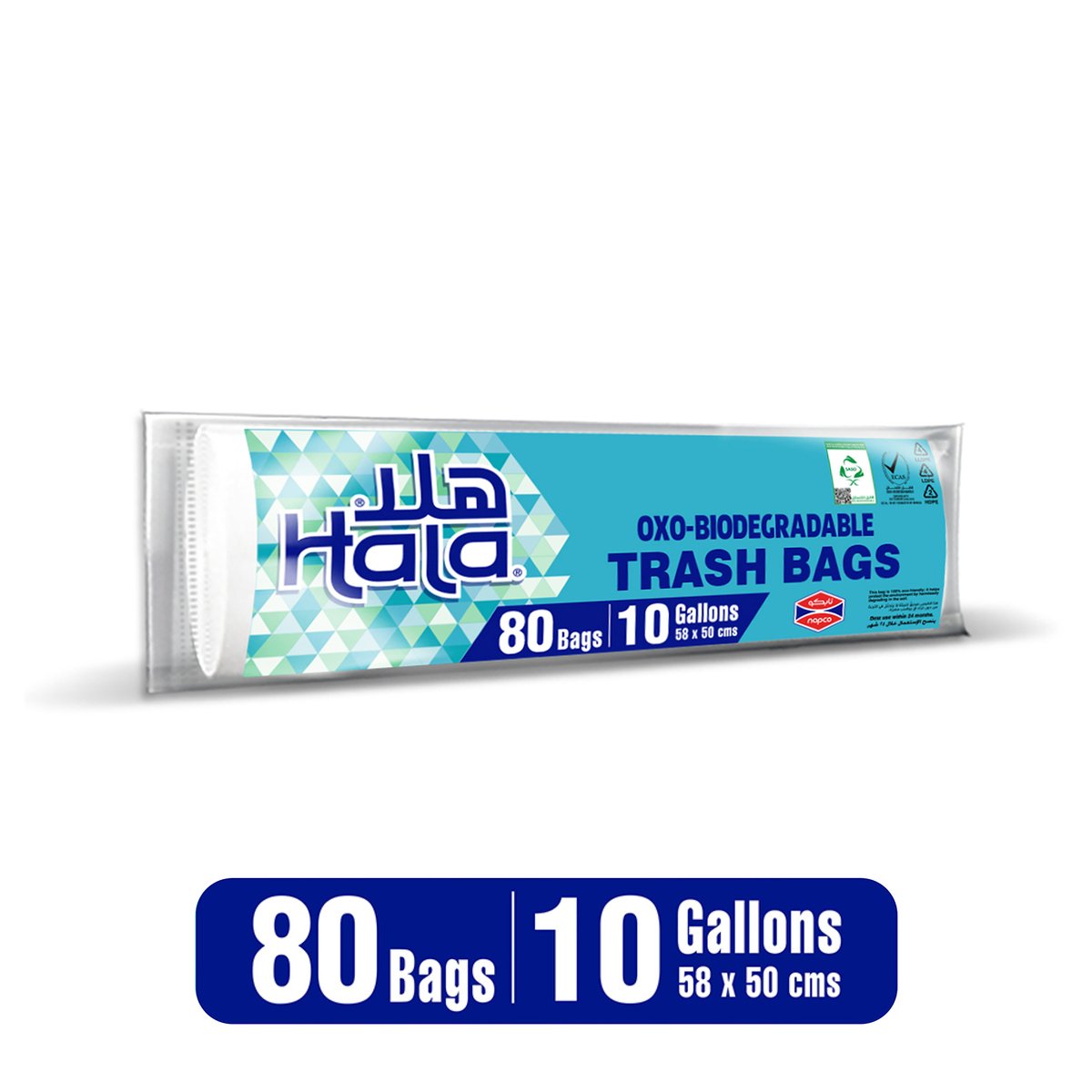 Hala Oxo Biodegradable Trash Bags 10 Gallons Size 58 x 50cms 80pcs